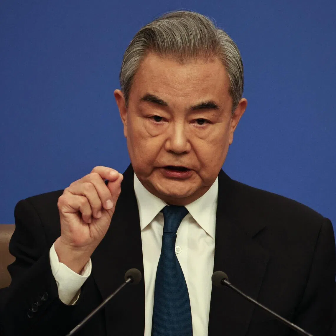 epa12802850 China’s Foreign Minister Wang Yi speaks during a press conference on foreign policy and external relations during the Fourth Session of the 14th National People's Congress in Beijing, China, 08 March 2026. China holds two major annual political meetings, the National People's Congress (NPC) and the Chinese People's Political Consultative Conference (CPPCC), which run alongside each other and are known as the “Two Sessions”.  EPA/ANDRES MARTINEZ CASARES