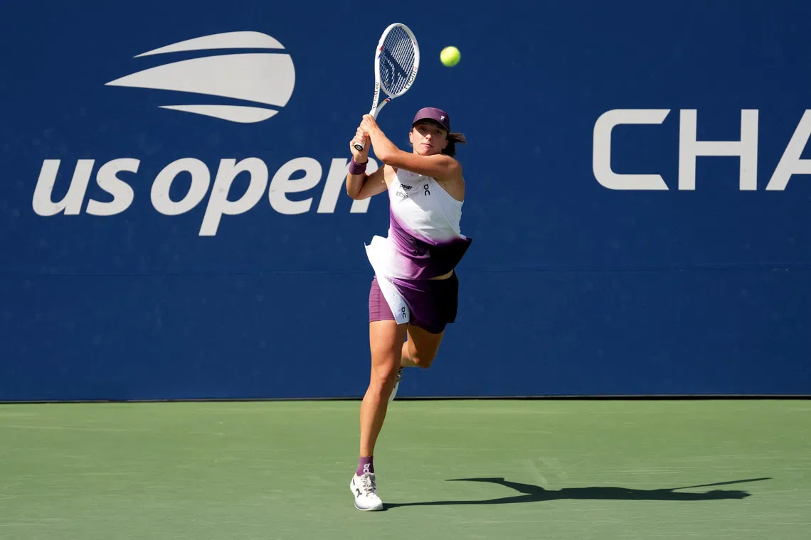 Tennis - U.S. Open - Flushing Meadows, New York, United States - September 5, 2026 Poland's Iga Swiatek in action during her third round match against Czech Republic's Marie Bouzkova IMAGN IMAGES via Reuters/Jerry Lai