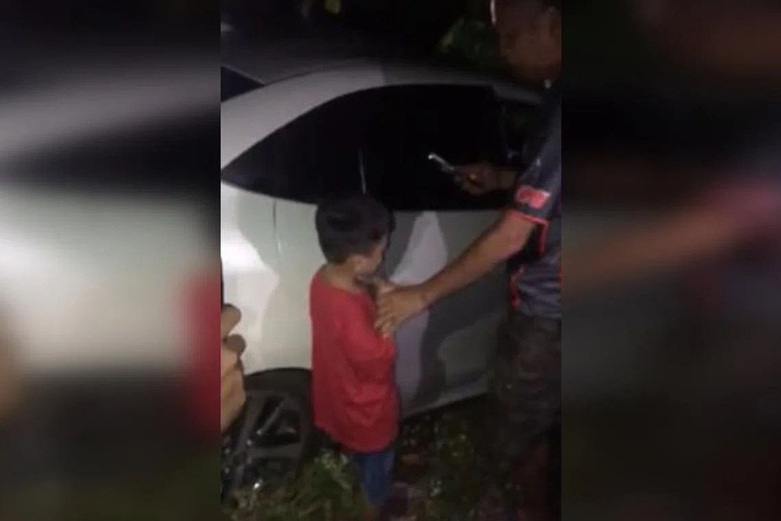 The 6-year-old boy had driven 2.5km before he crashed the vehicle into a lamp post.