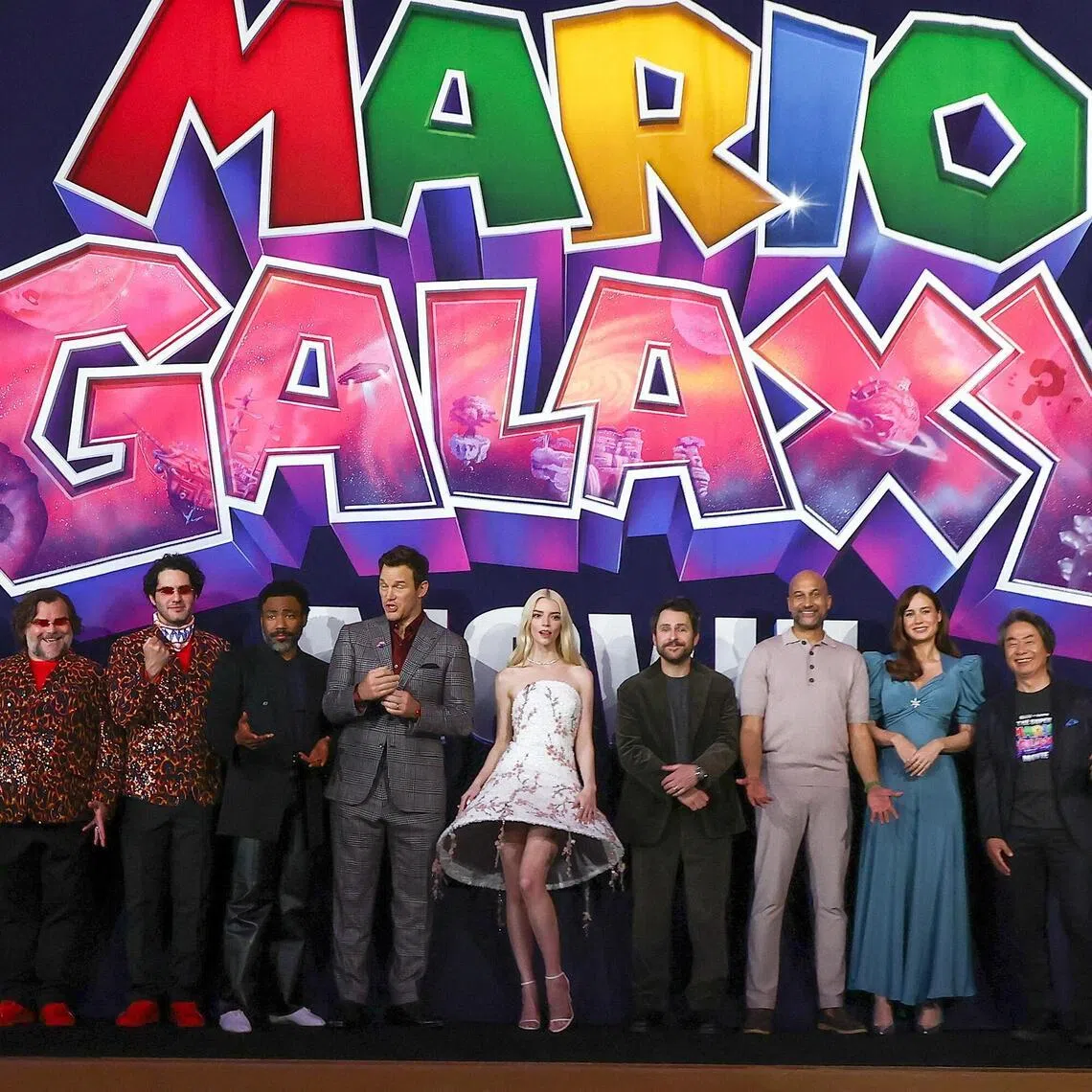 Cast members and producers at the world premiere of The Super Mario Galaxy Movie in Kyoto, Japan on March 28, 2026. 