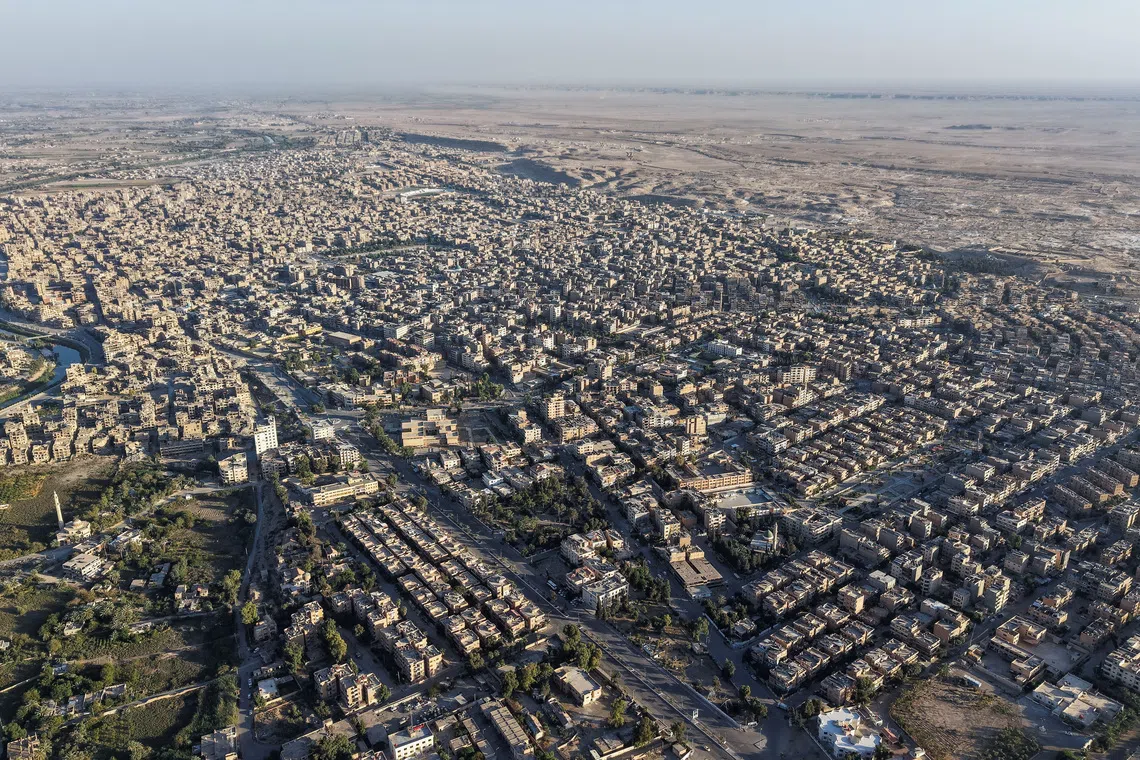A drone view shows a general panorama of Deir el-Zor, Syria September 29, 2025. REUTERS/Khalil Ashawi