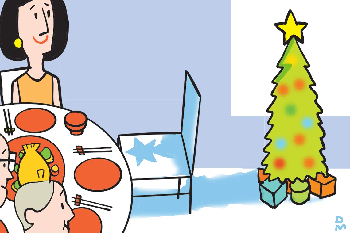 The writer's mother had enjoyed decorating the house for Christmas every year, and she would always be in the hall with the writer's family when it was time to put up the tree.