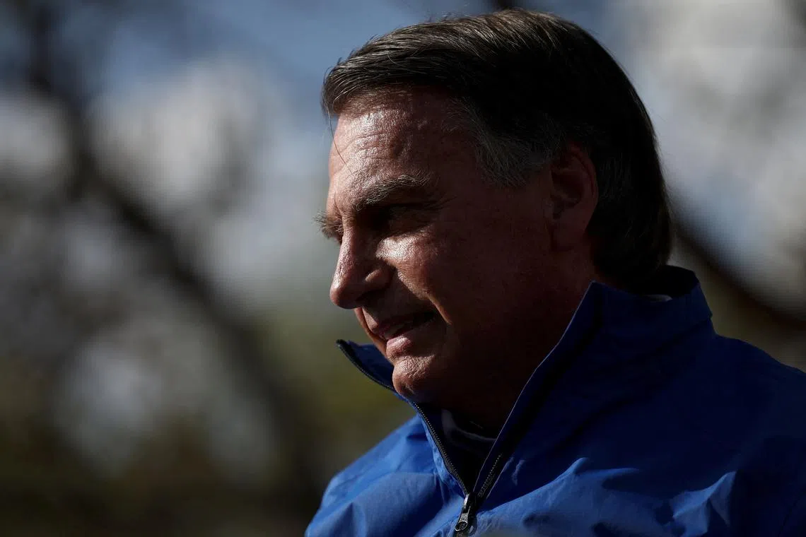 Former Brazilian President Jair Bolsonaro visits the Capital Moto Week in Brasilia, Brazil, July 29, 2025.