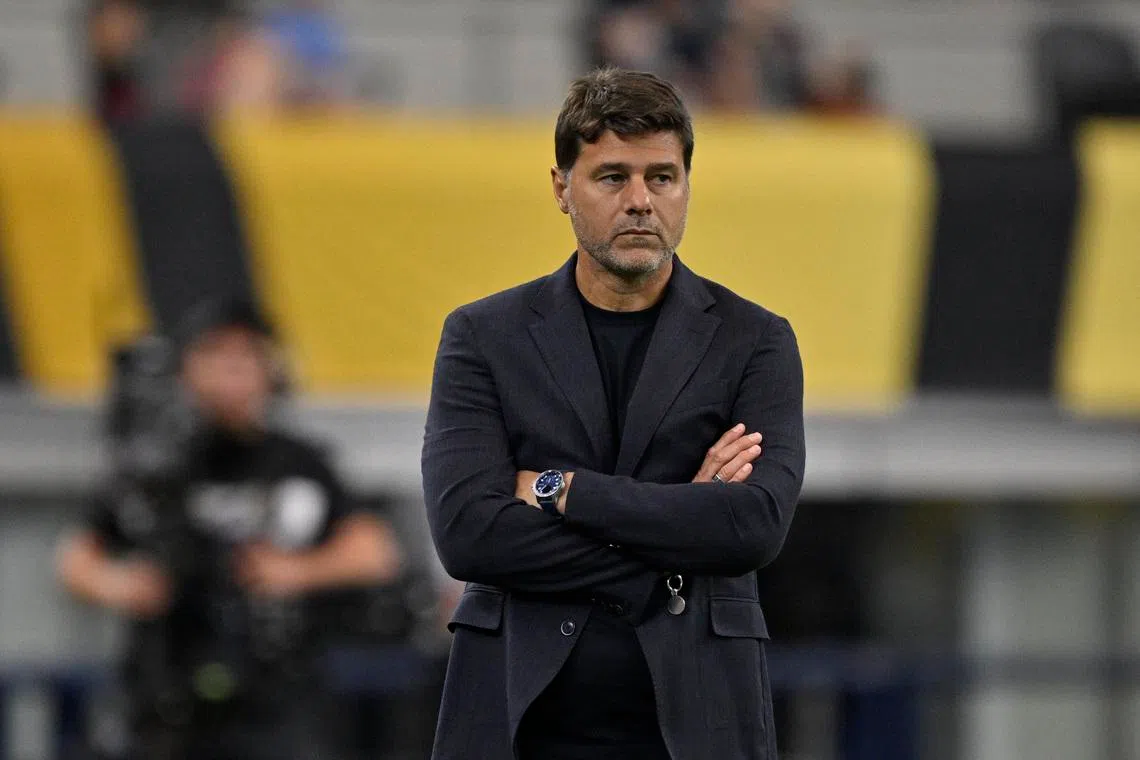 Jun 22, 2025; Arlington, Texas, USA; United States of America head coach Mauricio Pochettino looks on during the first half against Haiti during a group stage match of the 2025 Gold Cup at AT&T Stadium. Mandatory Credit: Jerome Miron-Imagn Images