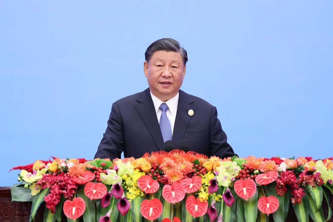 epa10924944 Chinese President Xi Jinping attends the opening ceremony of the third Belt and Road Forum for International Cooperation and delivers a keynote speech at the Great Hall of the People in Beijing, capital of China, 18 October 2023. Xi attended the opening ceremony of the third Belt and Road Forum for International Cooperation and delivered a keynote speech.  EPA-EFE/WANG YE / XINHUA CHINA OUT / UK AND IRELAND OUT  /       MANDATORY CREDIT  EDITORIAL USE ONLY  EDITORIAL USE ONLY