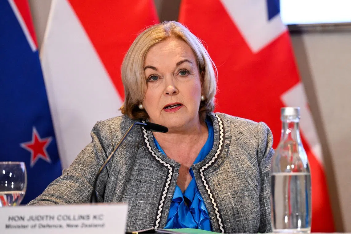 FILE PHOTO: New Zealand's Defence Minister Judith Collins speaks at the Five Power Defence Arrangements (FPDA) Defence Ministers’ Joint Press Conference Meeting (FDMM) on the sidelines of the Shangri-La Dialogue in Singapore May 31, 2024. REUTERS/Caroline Chia/File Photo