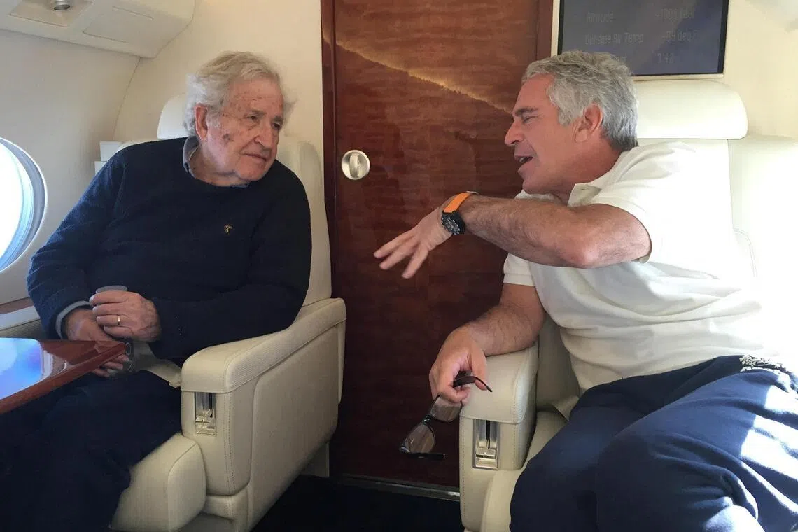Philosopher Noam Chomsky and Jeffrey Epstein appear in this undated handout photo from the estate of the late financier and convicted sex offender Jeffrey Epstein in this undated image from the U.S. Justice Department’s file released by House Oversight Committee Democrats in Washington, D.C., U.S., on December 18, 2025. House Oversight Committee Democrats/Handout via REUTERS   THIS IMAGE HAS BEEN SUPPLIED BY A THIRD PARTY