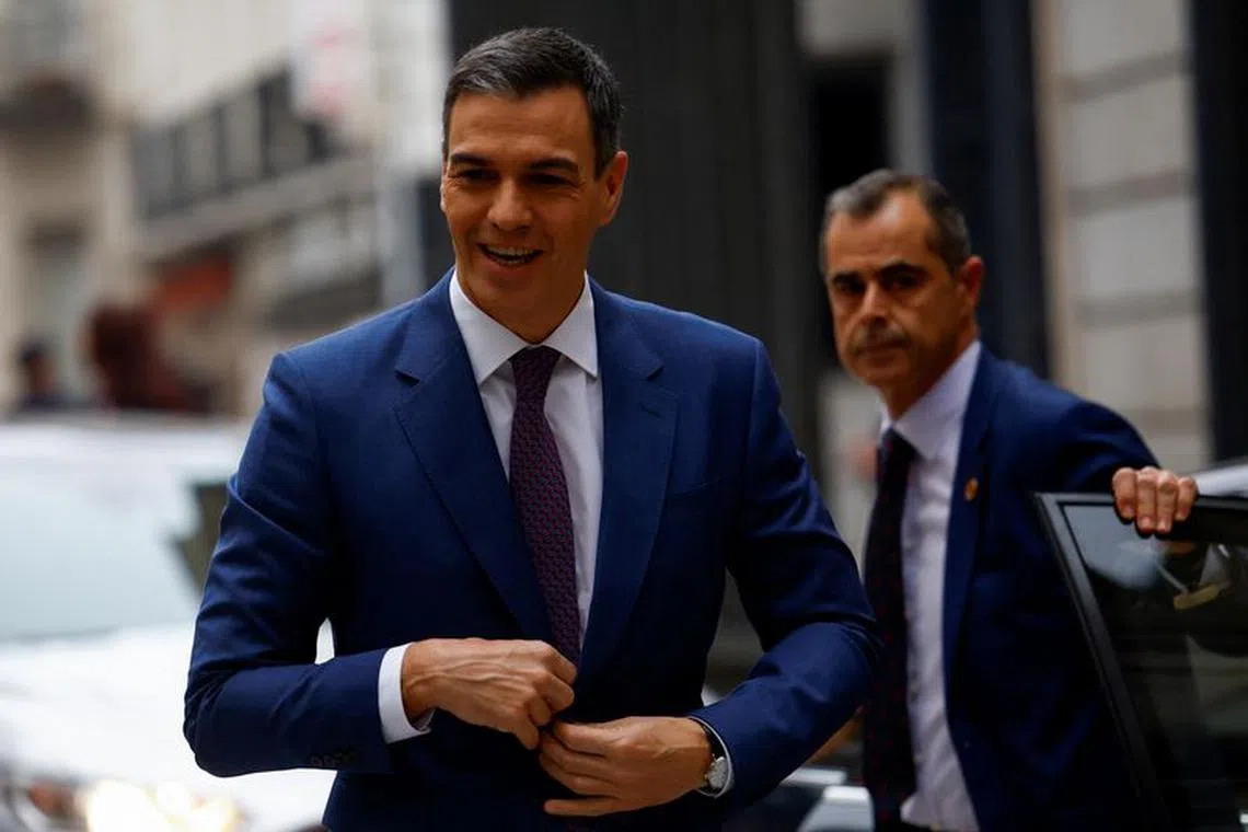 Spain's acting Prime Minister Pedro Sanchez arrives to attend an investiture debate, as Spain's Socialists seek to clinch a new term following a deal with the Catalan separatist Junts party for government support, a pact which involves amnesties for people involved with Catalonia's failed 2017 independence bid, in Madrid, Spain November 16, 2023. REUTERS/Susana Vera