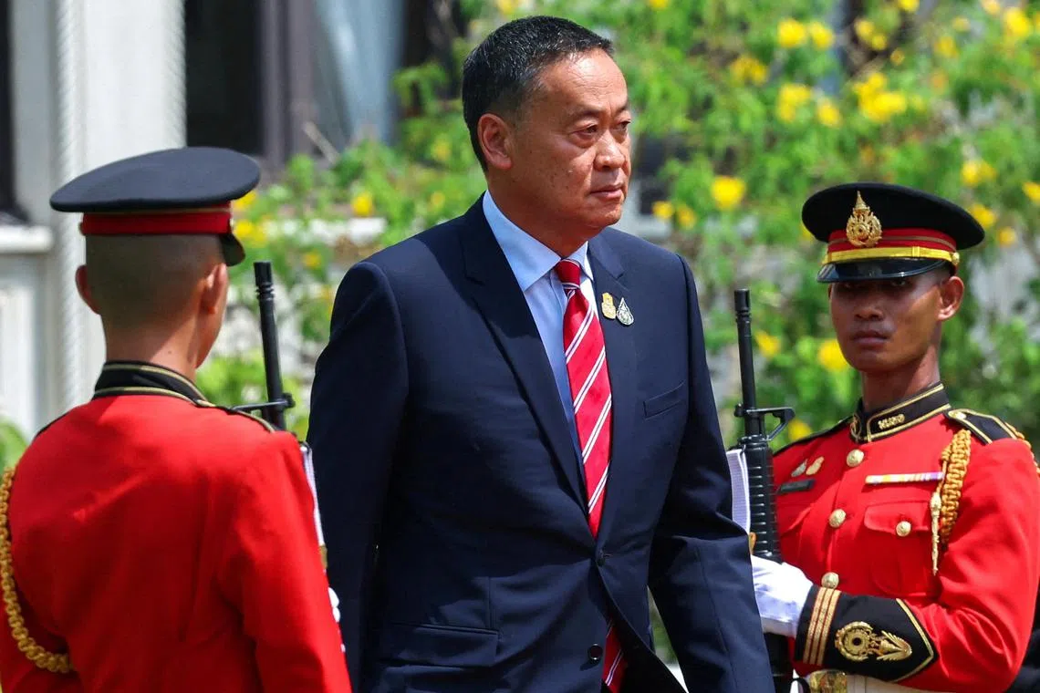 FILE PHOTO: Thailand's Prime Minister Srettha Thavisin arrives to welcome Brunei's Sultan Hassanal Bolkiah at the Government House in Bangkok, Thailand, April 29, 2024. REUTERS/Athit Perawongmetha/File Photo