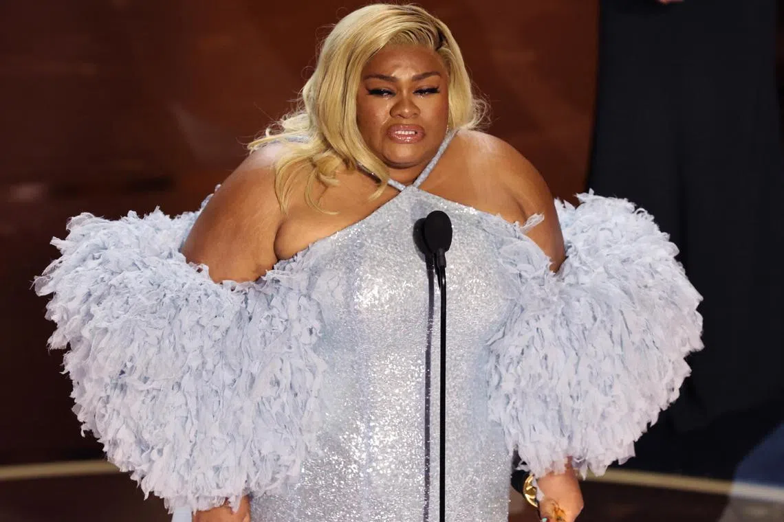 American actress Da'Vine Joy Randolph at the 96th annual Academy Awards ceremony in Hollywood on March 10, 2024.