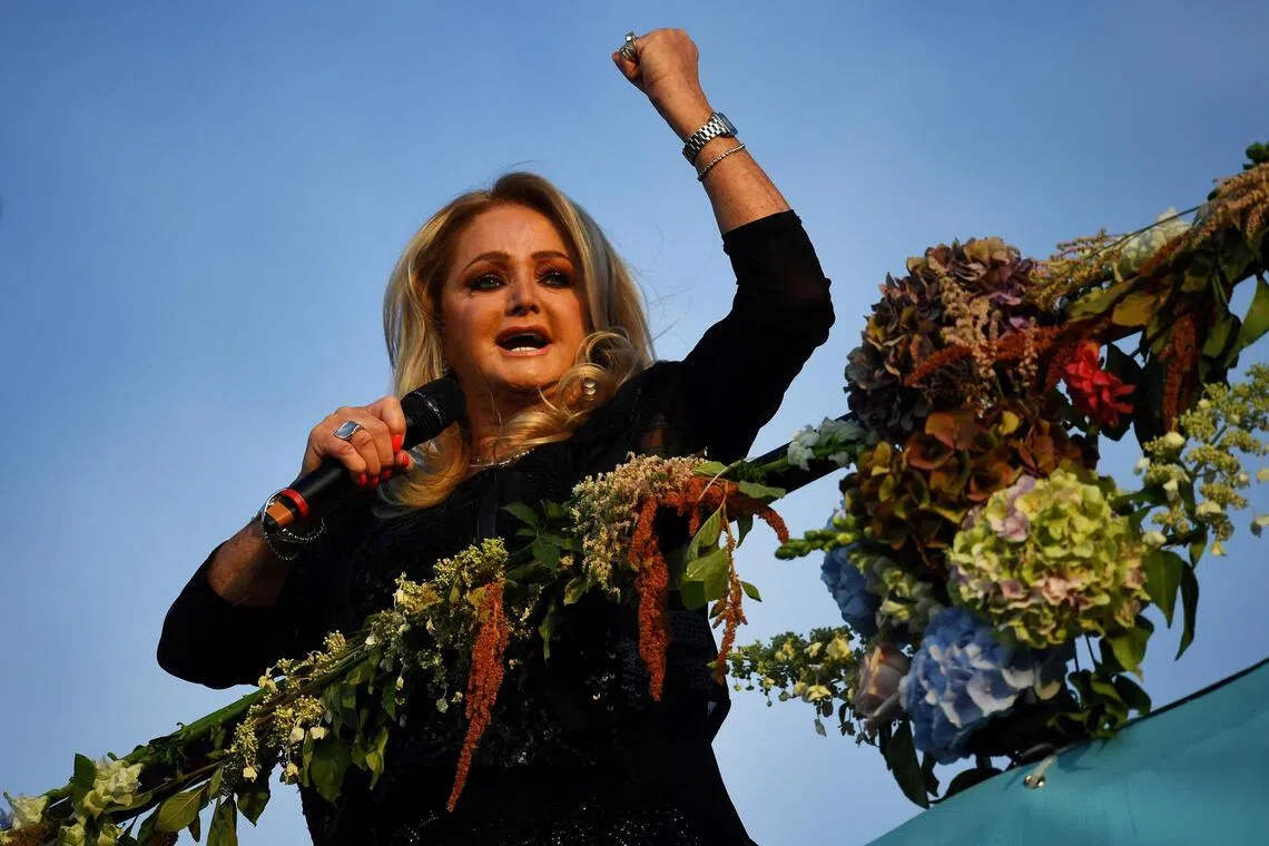 Singer Bonnie Tyler performing during the Last Night of the Proms celebration in London in 2019.