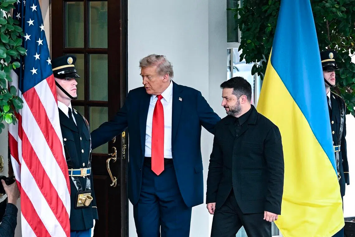 US President Donald Trump welcoming  Ukrainian President Volodymyr Zelenskyy to the White House in August 2025.