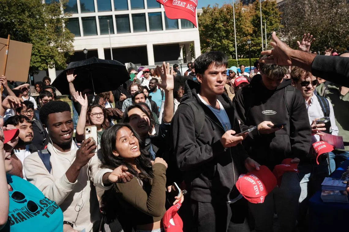 The growing gender divide means Ms Kamala Harris is having to fight Trump for a big chunk of the youth vote.