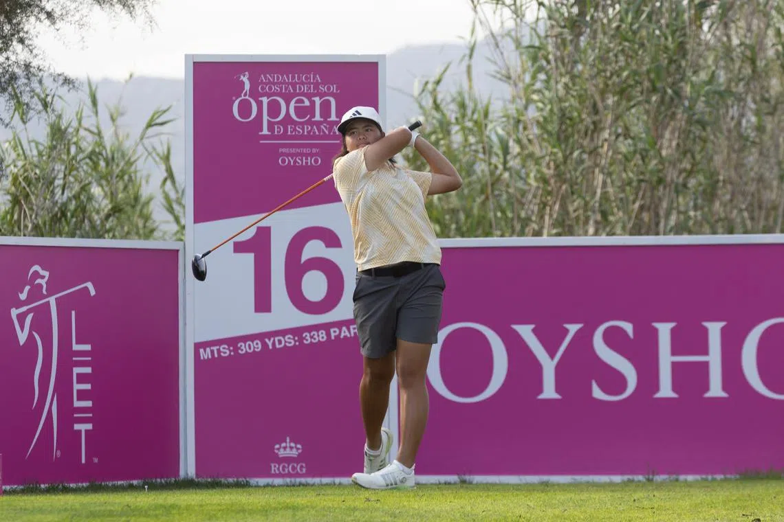 28/11/2024. Ladies European Tour. Andalucia Costa Del Sol Open de Espana presented by OYSHO, Real Club Guadalhorce Golf, Malaga, Andalucia. Spain  28 November -1 December2024. Shannon Tan of Singapore during the first round. Credit: Tristan Jones / LET