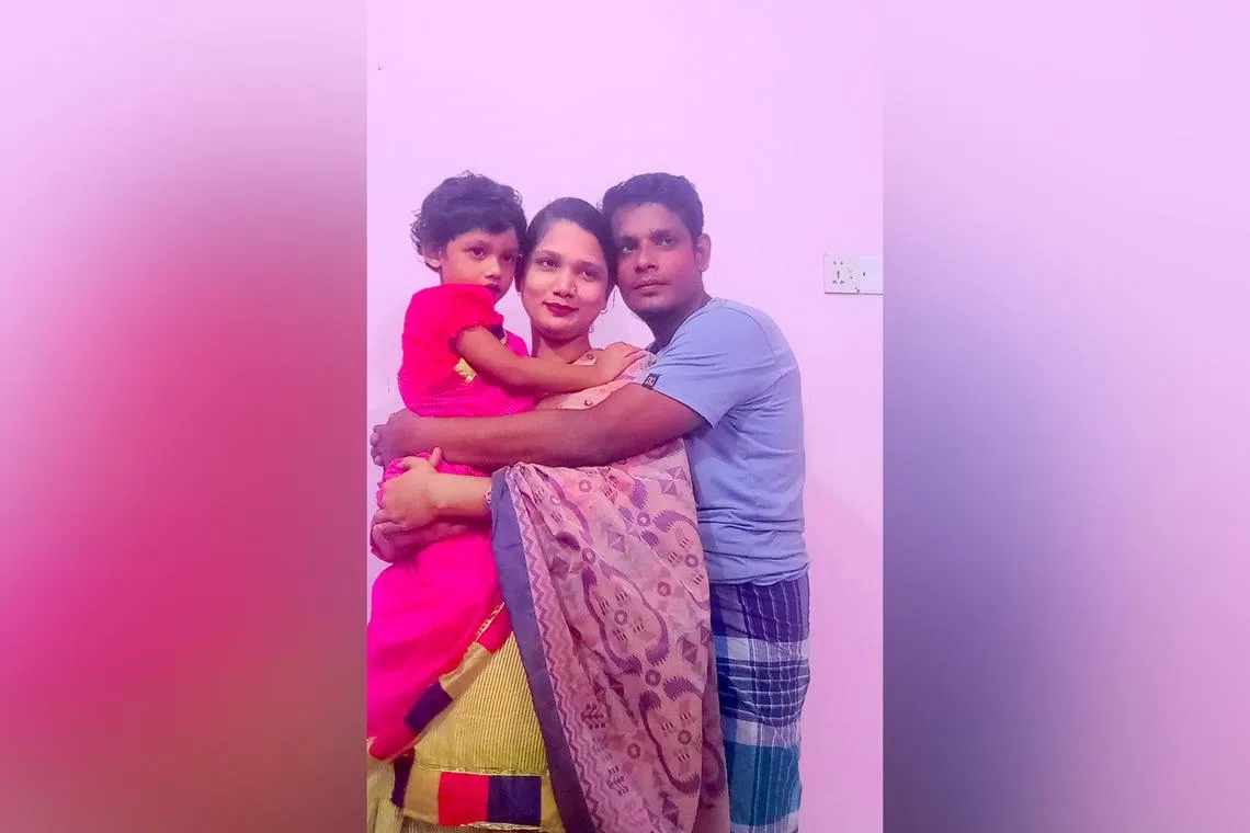 Mr Shohag Mohammad (right), pictured with his wife, Sarida, and their six-year-old daughter, Saima.