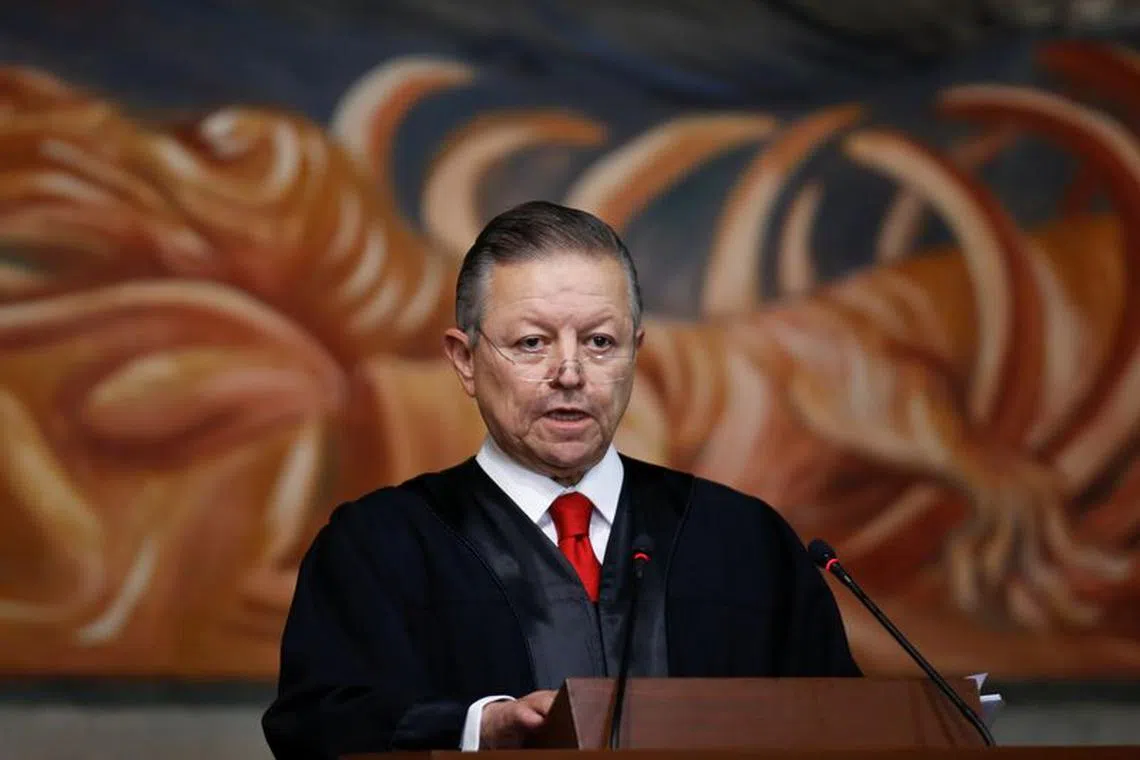 President of the Supreme Court of Justice (SCJN) Arturo Zaldivar delivers his third annual report, at the Court premises in Mexico City, Mexico December 15, 2021. REUTERS/Gustavo Graf/File Photo