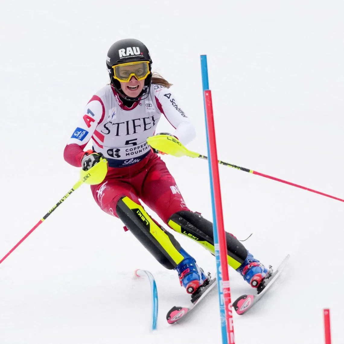 FILE PHOTO: Nov 30, 2025; Copper, Colorado, USA;  Katharina Liensberger of Austria during the first run of the women's slalom alpine skiing race at the Stifel Copper Cup at Copper Mountain. Michael Madrid-Imagn Images/ File Photo