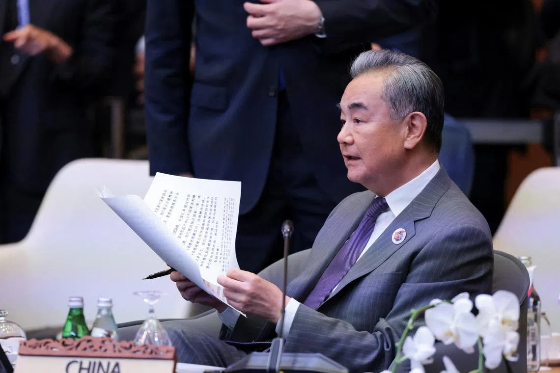 Chinese Foreign Minister Wang Yi attends the 32nd ASEAN Regional Forum at the Convention Centre in Kuala Lumpur, Malaysia, July 11, 2025. REUTERS/Hasnoor Hussain/File Photo