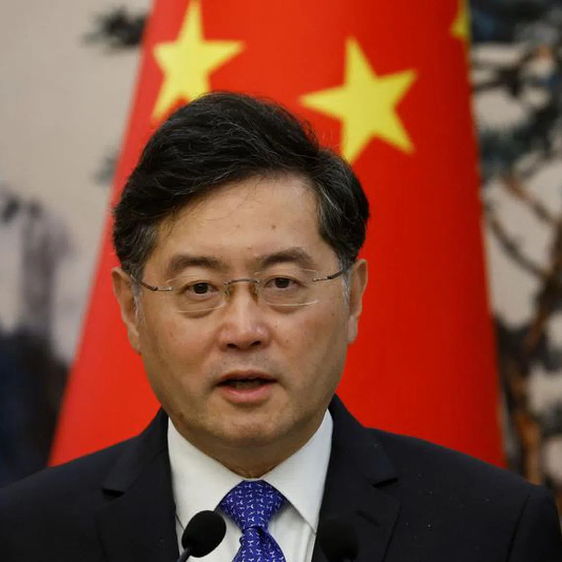 FILE PHOTO: Chinese Foreign Minister Qin Gang attends a press conference after talks with his Dutch counterpart Wopke Hoekstra in Beijing, China, May 23, 2023. REUTERS/Thomas Peter/Pool/file photo