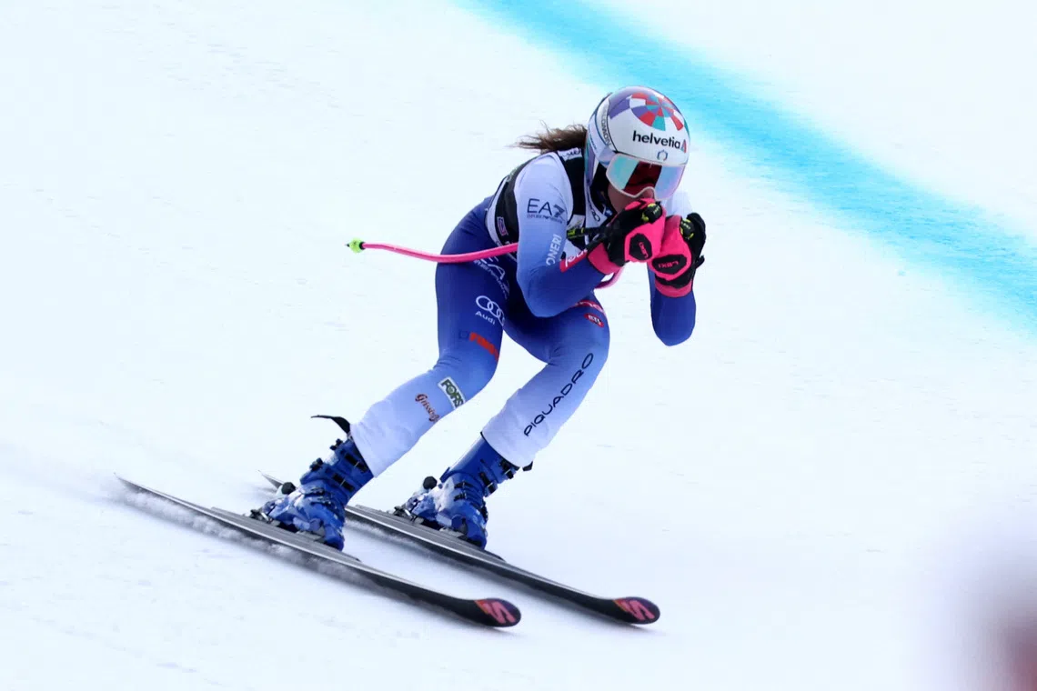 Alpine Skiing - FIS Alpine Ski World Cup - Women's Downhill Training - Garmisch-Partenkirchen, Germany - January 24, 2025 Italy's Marta Bassino during training REUTERS/Gintare Karpaviciute