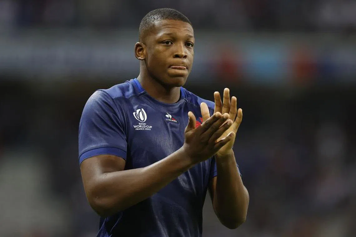 Rugby Union - Rugby World Cup 2023 - Pool A - France v Uruguay - Stade Pierre-Mauroy, Lille, France - September 14, 2023 France's Cameron Woki celebrates after the match REUTERS/Peter Cziborra
