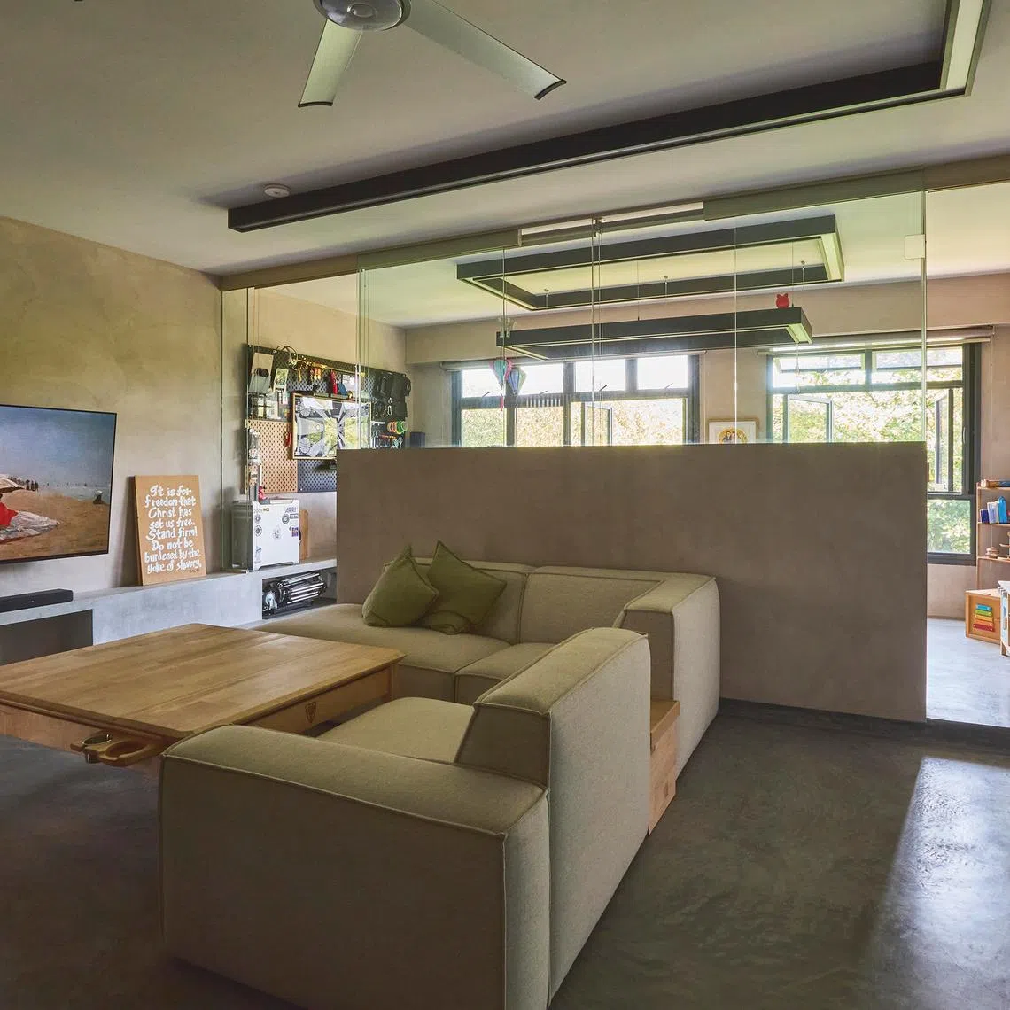 Ms Ashley Ho and Mr Daryl Nah's marital home has a hybrid Brutalist and minimalist aesthetic.