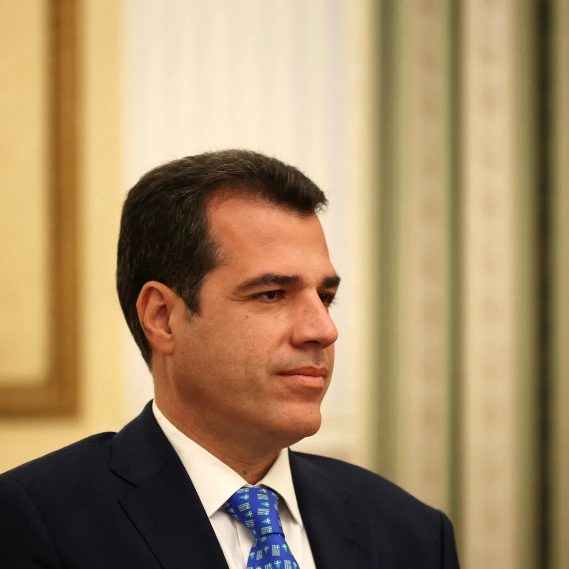 Newly appointed member of the government Minister of Migration and Asylum, Thanos Plevris, attends a swearing-in ceremony at the Presidential Palace in Athens, Greece, June 30, 2025. REUTERS/Louiza Vradi