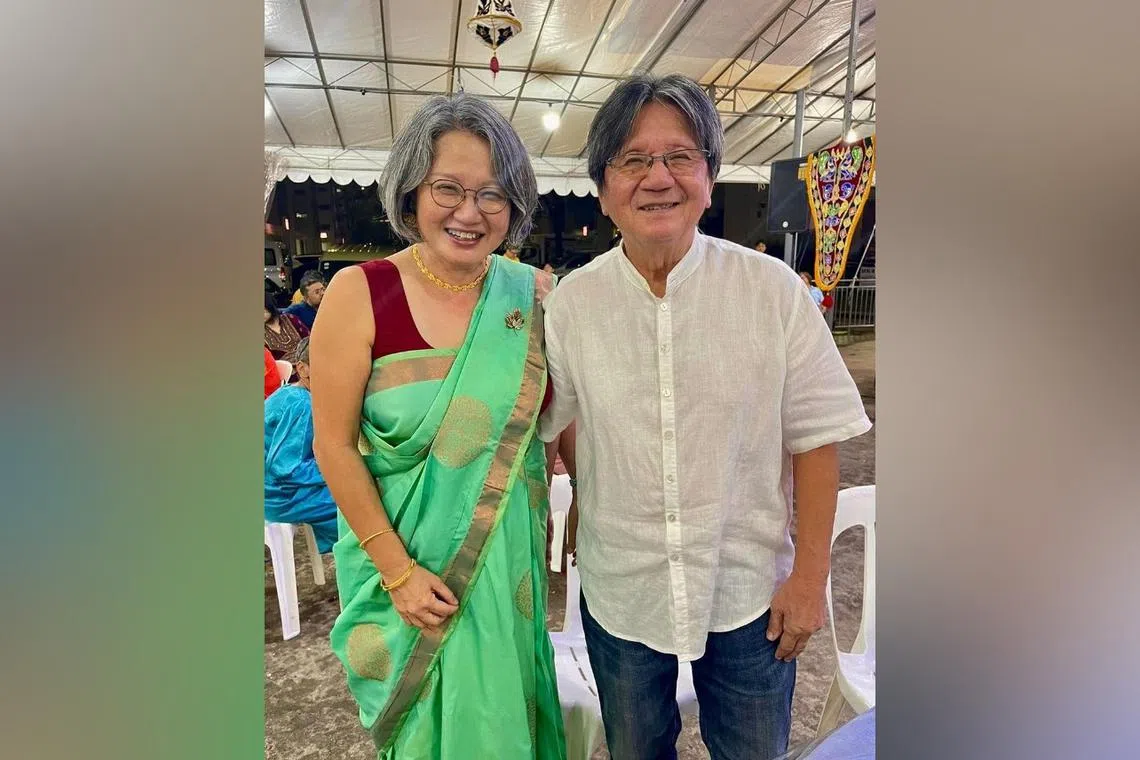 Quah Kim Song (right), former football star, with Sylvia Lim, chairman of Workers’ Party. The pair will tie the knot in Jan 2025.