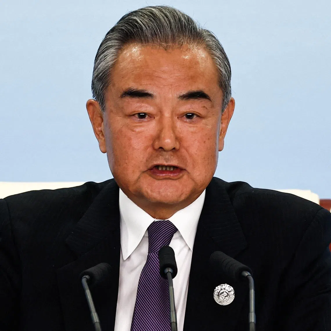 Chinese Foreign Minister Wang Yi speaks at a press conference on the sidelines of the Third Belt and Road Forum (BRF), at the media centre in Beijing, China October 18, 2023. REUTERS/Tingshu Wang