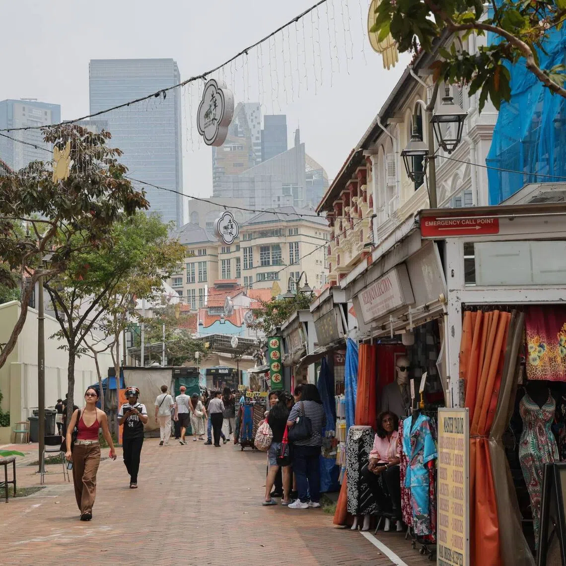 Tourists at Pagoda street in Chinatown at 12.55pm on Oct 23.