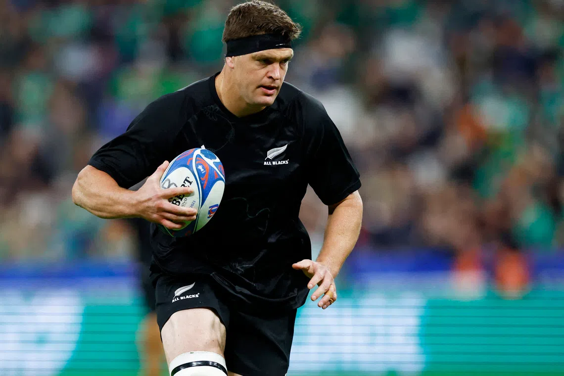 Rugby Union - Rugby World Cup 2023 - Quarter Final - Ireland v New Zealand - Stade de France, Saint-Denis, France - October 14, 2023 New Zealand's Scott Barrett during the warm up before the match REUTERS/Sarah Meyssonnier