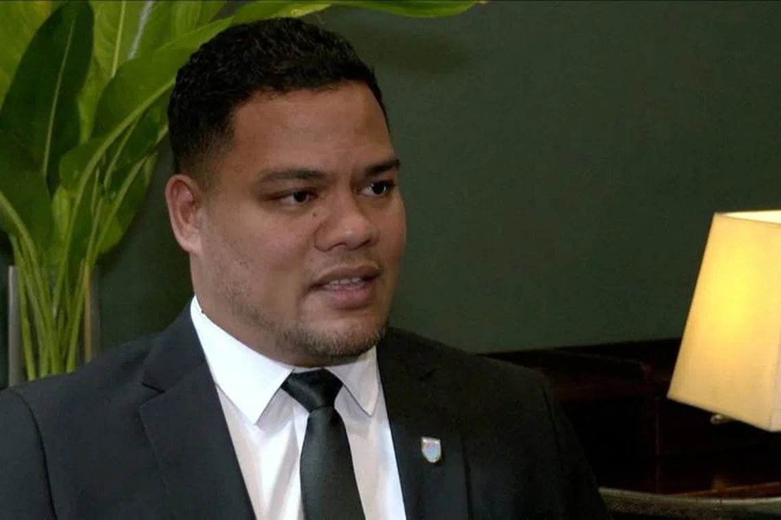 Tuvalu foreign minister Simon Kofe speaks during an interview with Reuters at Grand Pacific Hotel in Suva, Fiji July 11, 2022 in this screen grab from a video. REUTERS TV/ via REUTERS/File Photo