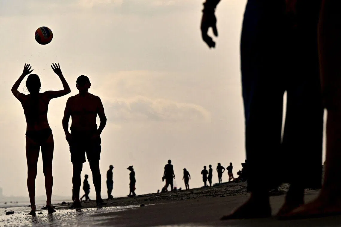 People enjoying Caracol beach in Punta Chame, on Panama's Pacific coast, on Feb 21, 2026. 