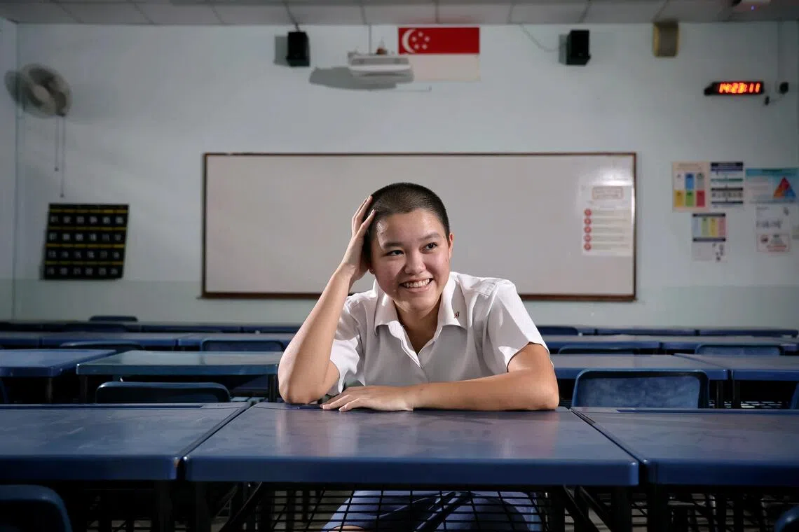 Yishun Innova Junior College student Gerlyn Ng was the only female student at the school to shave her head during the recently hosted ‘Hair for Hope’ head shaving event to raise funds for CCF on July 17.