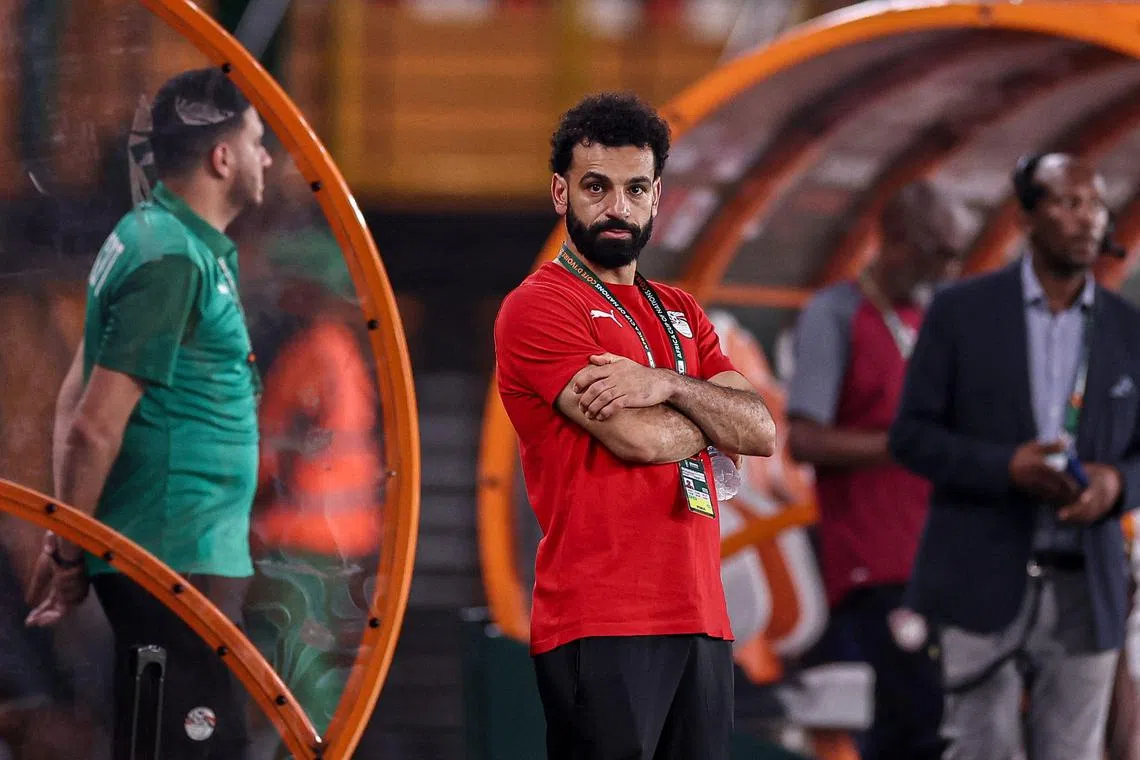 Egypt forward Mohamed Salah looking on ahead of the Africa Cup of Nations match against Cape Verde in Abidjan on Jan 22.