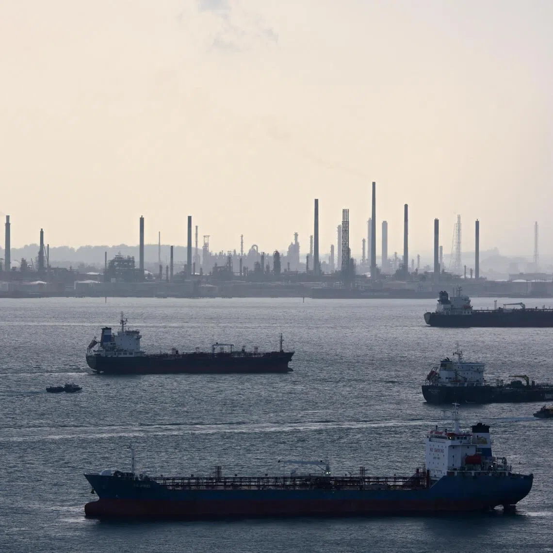 Vessels including oil tankers in the Singapore Strait. The Republic is the world’s biggest refuelling hub for ships, supplying an average 4.7 million tons of bunker fuel monthly so far this year.