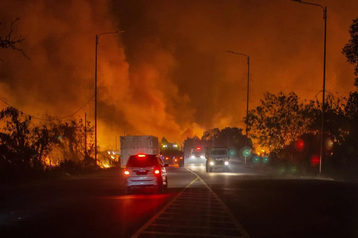 Wildfires like this one in South Sumatra generate smoke that can travel up to thousands of kilometres.