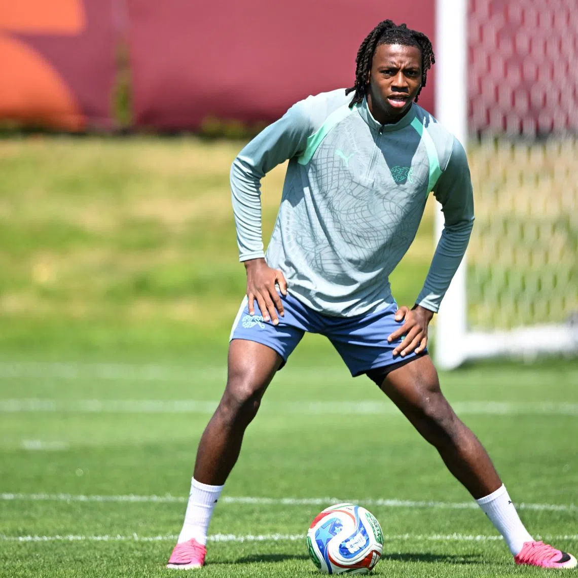 FILE PHOTO: Soccer Football - FIFA World Cup 2026 - Switzerland Training - National Soccer Development Centre, Vancouver, Canada - July 6, 2026 Switzerland's Johan Manzambi during training IMAGN IMAGES via Reuters/Anne-Marie Sorvin/File Photo