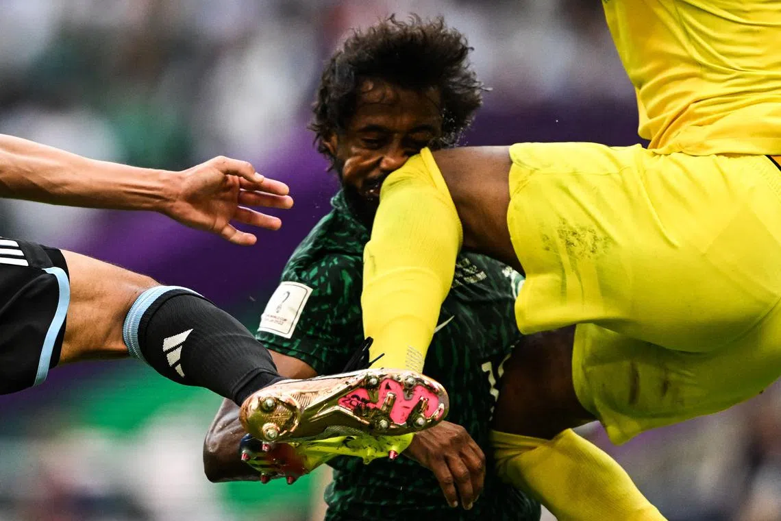 Saudi Arabia's defender Yasser Al-Shahrani fractured his jaw, broke facial bones and suffered internal bleeding after colliding with teammate and goalkeeper Mohammed Al-Owais in his team's 2-1 victory over Argentina on Nov 22.