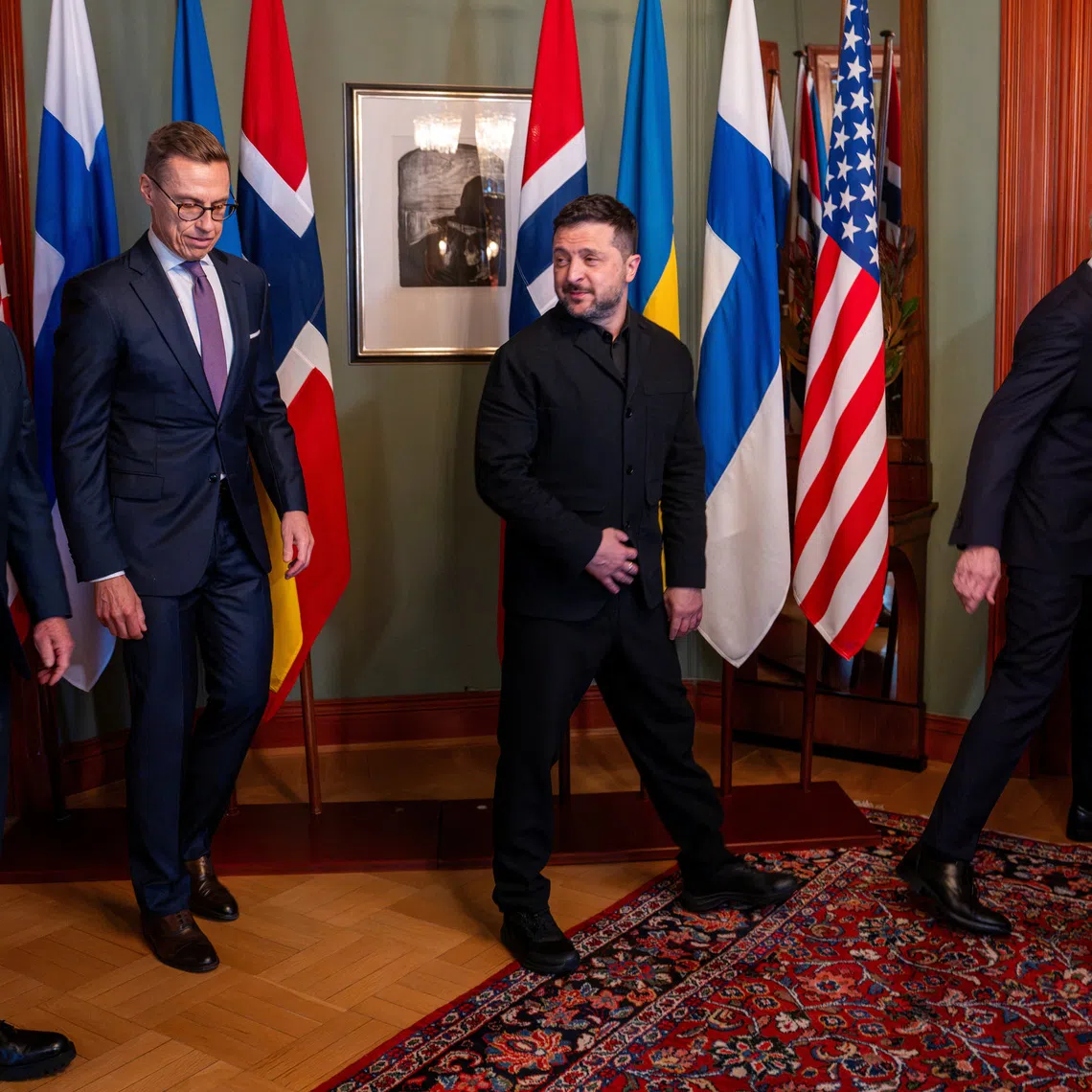 Ukrainian President Volodymyr Zelenskiy meets US Special Envoy Steve Witkoff, Norwegian Prime Minister Jonas Gahr Store and Finnish President Alexander Stubb in Oslo, Norway, October 20, 2026. NTB/Heiko Junge /via REUTERS