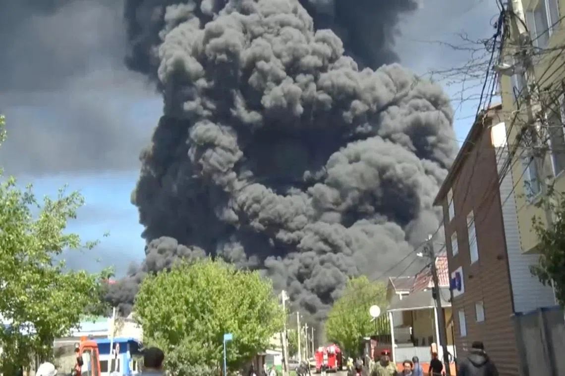 Russian city faces toxic aftermath of refinery attack