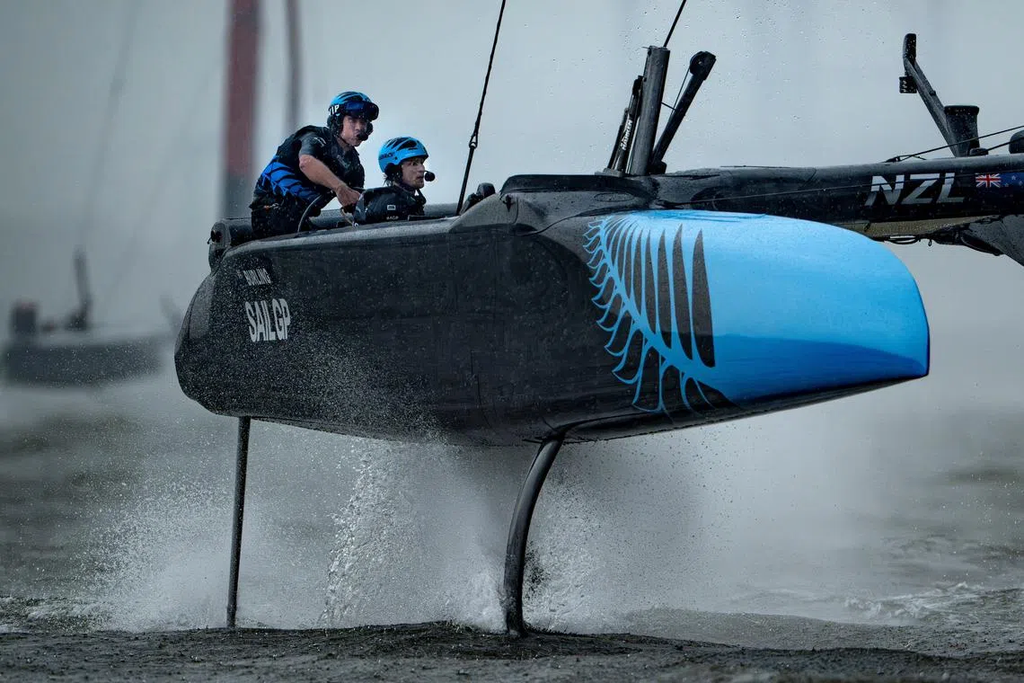 Sailing - SailGP - New York Sail Grand Prix - New York, United States - June 7, 2025 New Zealand SailGP F50 team driven by Peter Burling in action during the Mubadala New York Sail Grand Prix Ricardo Pinto/SailGP/Handout via REUTERS/File Photo