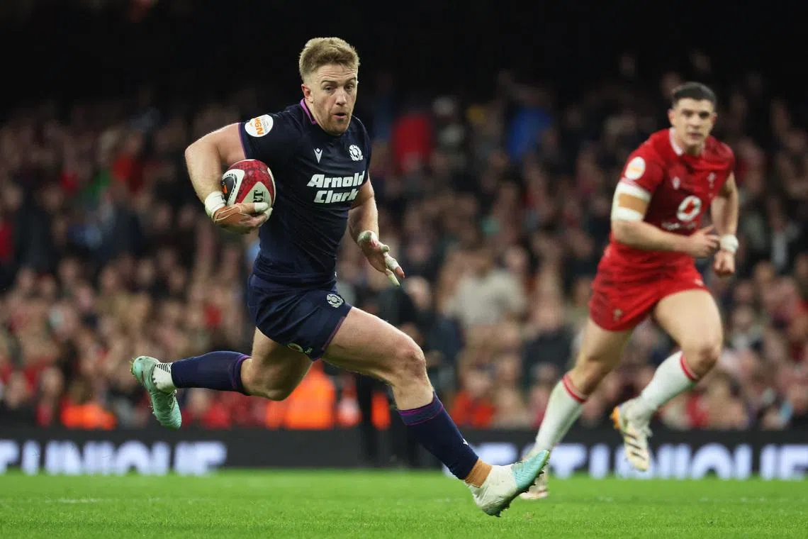 Rugby Union - Six Nations Championship - Wales v Scotland - Principality Stadium, Cardiff, Wales, Britain - February 21, 2026 Scotland's Kyle Steyn in action REUTERS/Cat Goryn