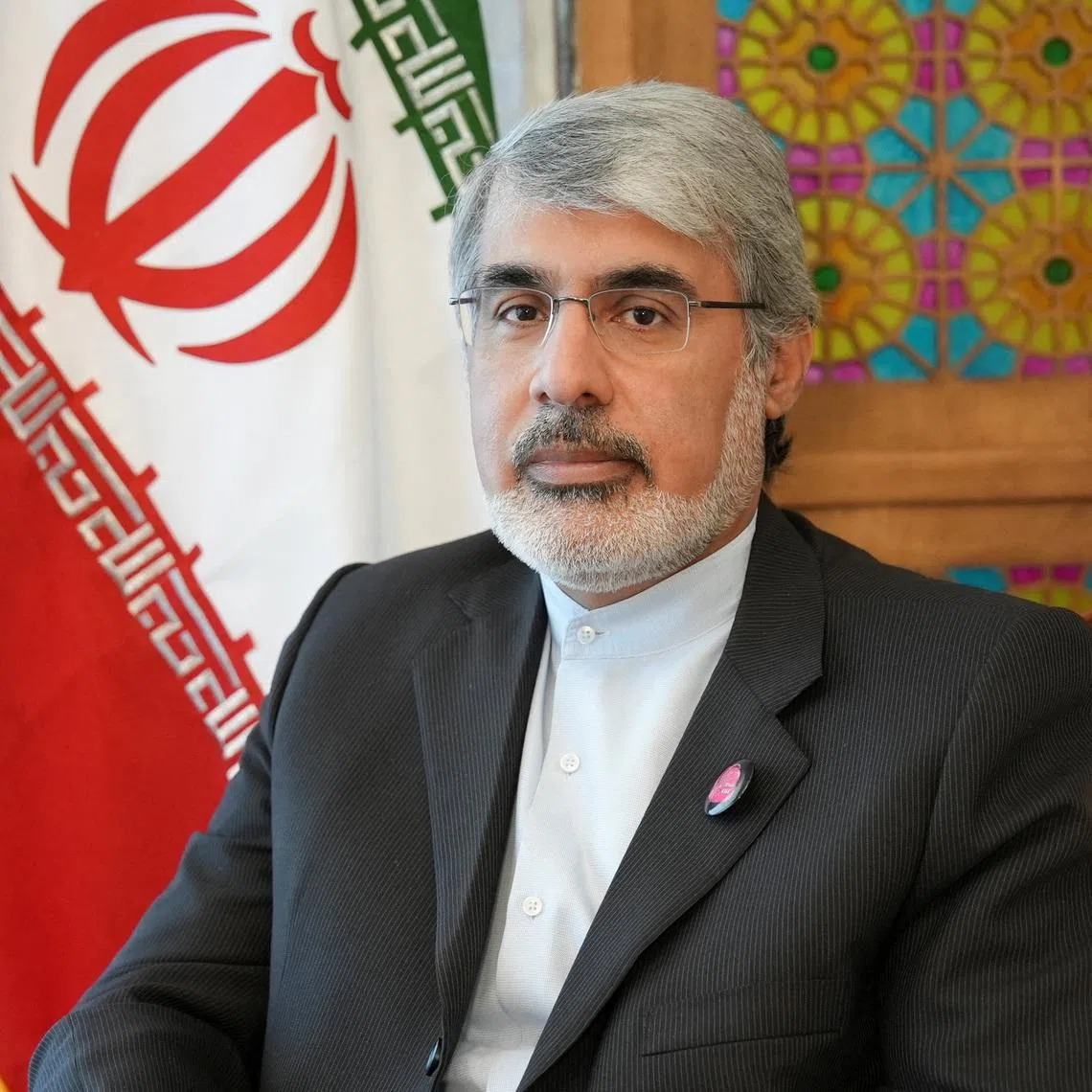 Iranian ambassador to the U.N. in Geneva, Ali Bahreini attends an interview with Reuters at the Iranian mission in Geneva, Switzerland, April 8, 2026. Picture taken with a mobile phone. REUTERS/Cecile Mantovani