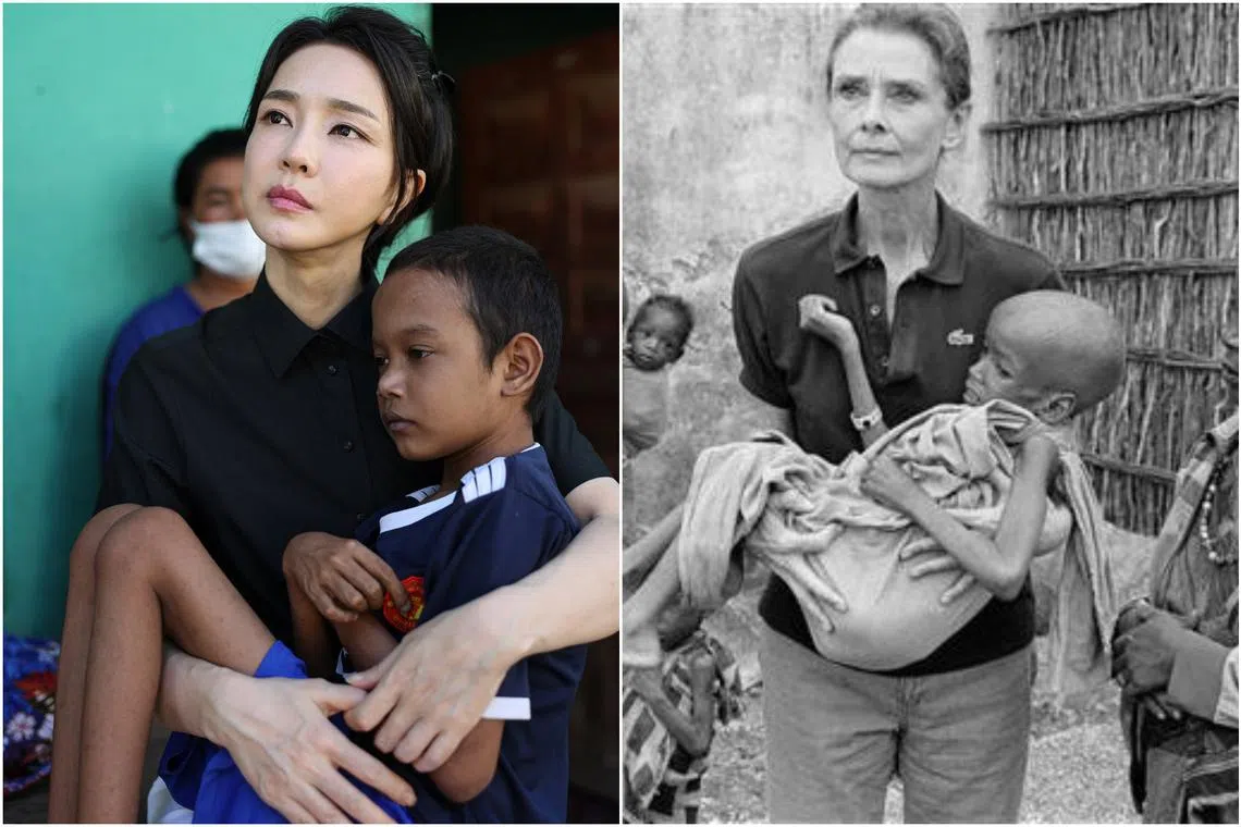 Netizens compared  South Korea’s first lady Kim Keon-hee's photo in Cambodia with Audrey Hepburn’s photo taken in Somalia in 1992.