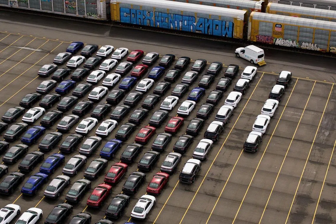 New Hyundai vehicles at the Port of Tacoma in Tacoma, Washington, US, on Thursday, March 27, 2025. President Donald Trump signed a proclamation to implement a 25% tariff on auto imports, expanding a trade war designed to bring more manufacturing jobs to the US and setting the stage for an even broader push on levies next week. Photographer: David Ryder/Bloomberg