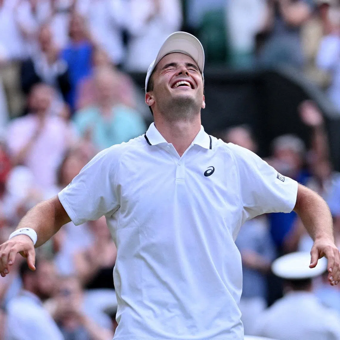Tennis - Wimbledon - All England Lawn Tennis and Croquet Club, London, Britain - July 6, 2026 Britain's Arthur Fery celebrates after winning his fourth round match against Bulgaria's Grigor Dimitrov REUTERS/Jaimi Joy