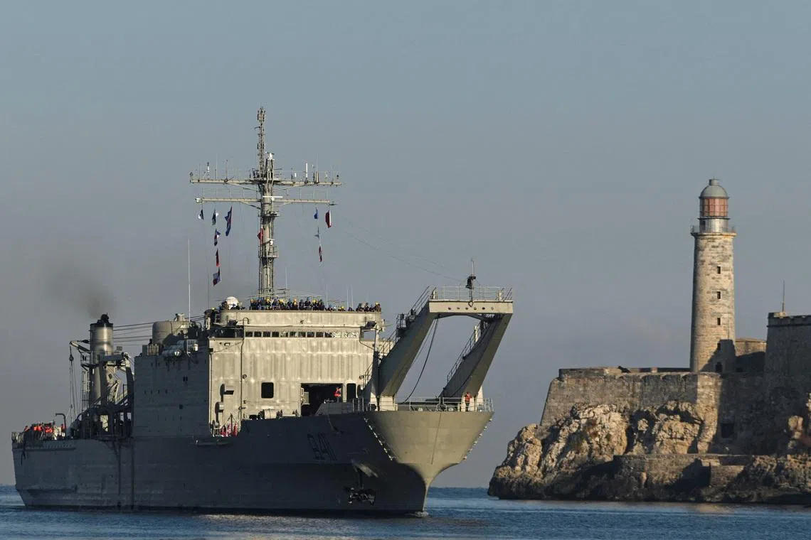 Mexican-flagged ship Papaloapan loaded with humanitarian aid enters Havana's bay days after the island's communist-run government announced increasingly strict rationing measures to confront U.S. efforts to cut off the island’s fuel supply, in Havana, Cuba February 12, 2026. REUTERS/Norlys Perez