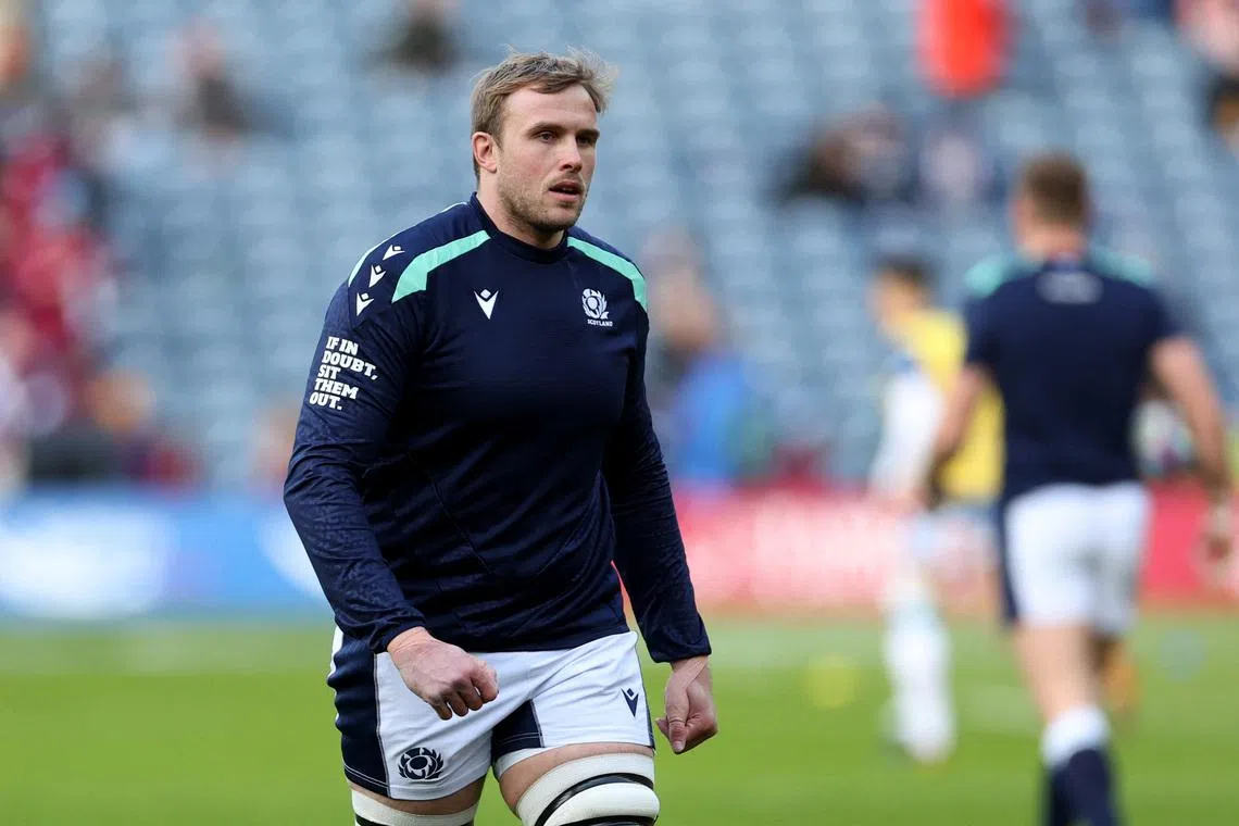 Rugby Union - Six Nations Championship - Scotland v Italy - Murrayfield Stadium, Edinburgh, Scotland, Britain - February 1, 2025 Scotland's Jonny Gray during warmup before the match. REUTERS/Russell Cheyne
