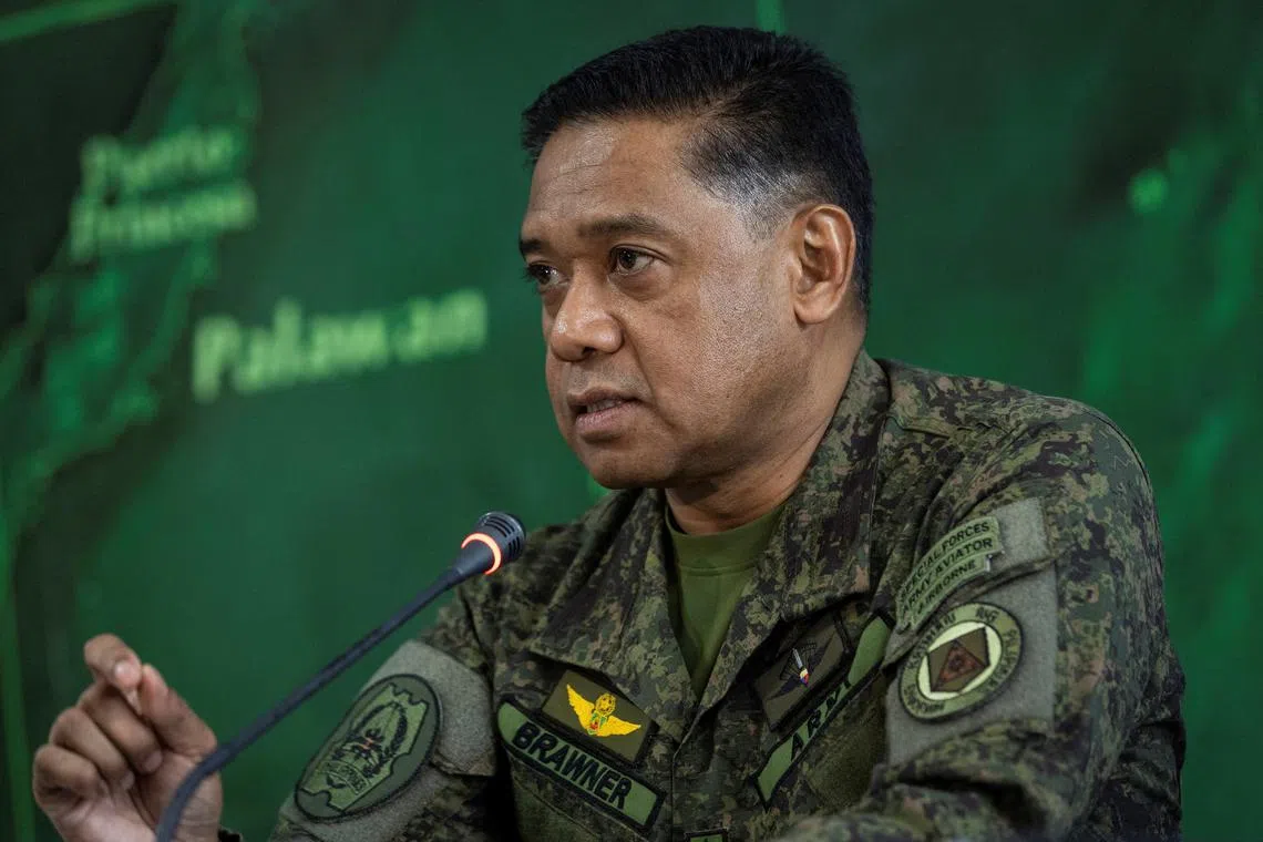 FILE PHOTO: Armed Forces of the Philippines Chief of Staff General Romeo Brawner Jr. speaks to the media during a press briefing at Western Command in Puerto Princesa, Palawan, Philippines, August 10, 2023. REUTERS/Eloisa Lopez/File Photo